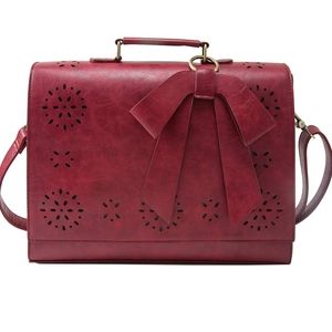 NWT Ecosusi Laptop Bag Briefcase Red Lasercut bow